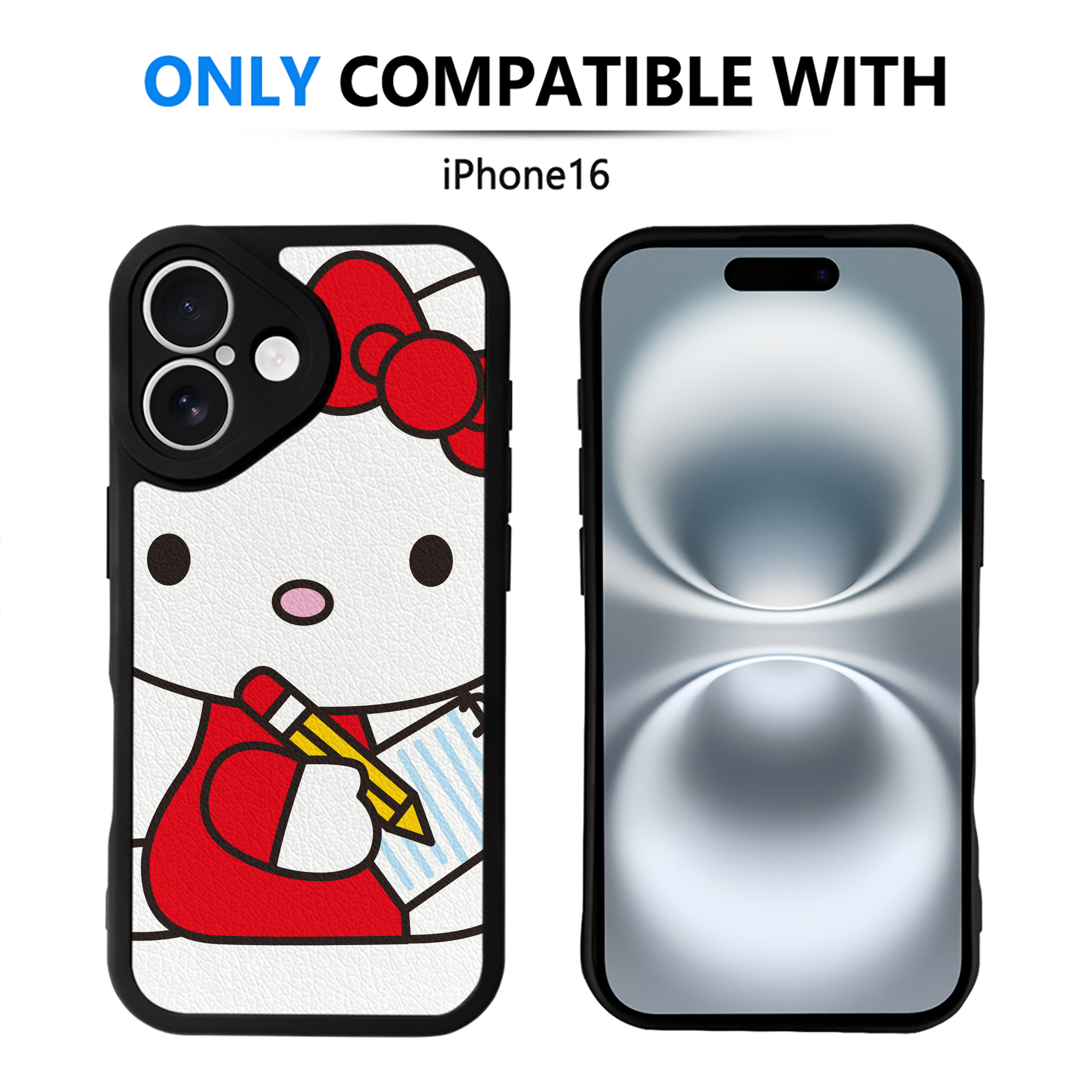 （画像用） Hello Kitty ハローキティ 【iPhone 16シリーズ対応】シリコンスマホケース（レザー調） 材質：シリコン